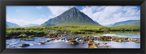 Framed River with a mountain in the background, Buachaille Etive Mor, Loch Etive, Rannoch Moor, Highlands Region, Scotland Print