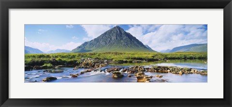 Framed River with a mountain in the background, Buachaille Etive Mor, Loch Etive, Rannoch Moor, Highlands Region, Scotland Print