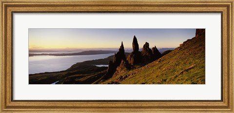 Framed Rock formations on the coast, Old Man of Storr, Trotternish, Isle of Skye, Scotland Print