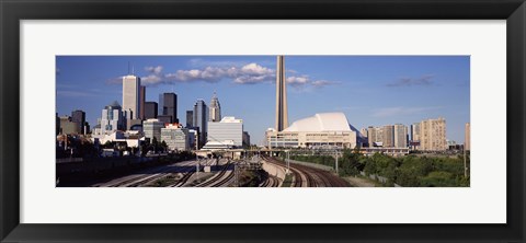 Framed Buildings in a city, CN Tower, Toronto, Ontario, Canada Print