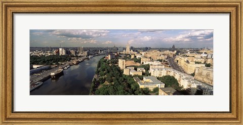 Framed Aerial view of a city, Moscow, Russia Print