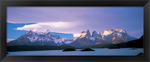 Framed Clouds over snow covered mountains, Towers Of Paine, Torres Del Paine National Park, Patagonia, Chile Print