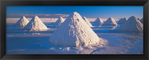 Framed Salt pyramids on salt flat, Salar de Uyuni, Potosi, Bolivia Print