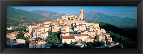 Framed High angle view of a town, Goriano Sicoli, L&#39;Aquila Province, Abruzzo, Italy Print