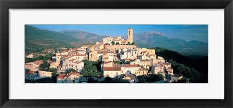 Framed High angle view of a town, Goriano Sicoli, L&#39;Aquila Province, Abruzzo, Italy Print