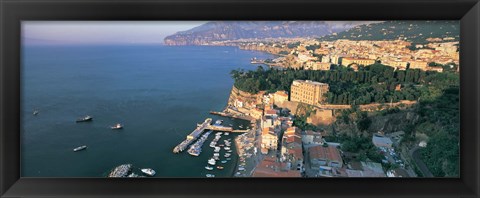 Framed High angle view of a town at the coast, Sorrento, Naples, Campania, Italy Print