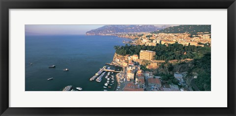 Framed High angle view of a town at the coast, Sorrento, Naples, Campania, Italy Print