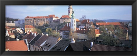 Framed High angle view of a town, Cesky Krumlov, South Bohemian Region, Czech Republic Print