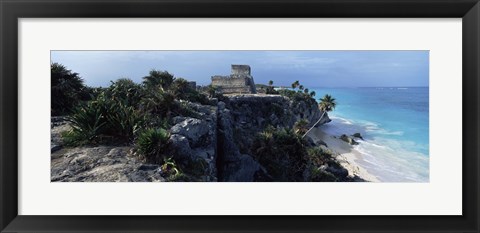 Framed Castle on a cliff, El Castillo, Tulum, Yucatan, Mexico Print