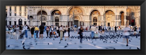 Framed Tourists in front of a cathedral, St. Mark&#39;s Basilica, Piazza San Marco, Venice, Italy Print