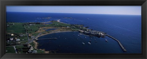 Framed Sakonnet Point Lighthouse in the distance, Little Compton, Rhode Island, USA Print