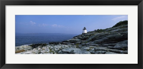 Framed Castle Hill Lighthouse at the seaside, Newport, Newport County, Rhode Island, USA Print