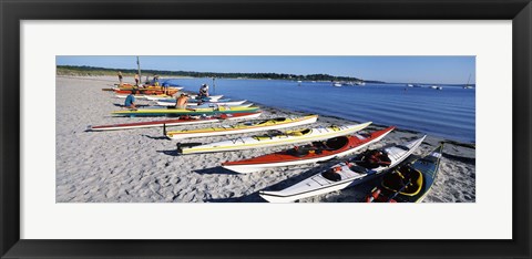 Framed Kayaks on the beach, Third Beach, Sakonnet River, Middletown, Newport County, Rhode Island (horizontal) Print