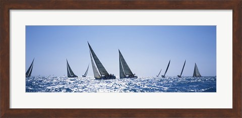 Framed Sailboats racing in the sea, Farr 40&#39;s race during Key West Race Week, Key West Florida, 2000 Print