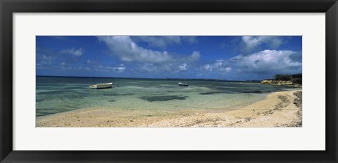 Framed Boats in the sea, North coast of Antigua, Antigua and Barbuda Print