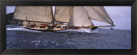 Framed Sailboat in the sea, Schooner, Antigua, Antigua and Barbuda Print