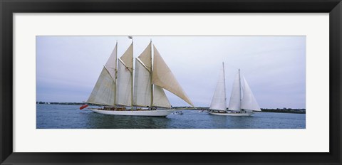 Framed Sailboats in the sea, Narragansett Bay, Newport, Newport County, Rhode Island, USA Print