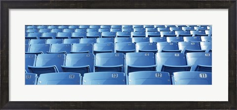 Framed Empty blue seats in a stadium, Soldier Field, Chicago, Illinois, USA Print