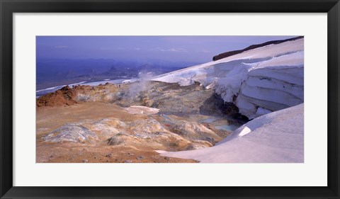 Framed Panoramic view of a geothermal area, Kverkfjoll, Vatnajokull, Iceland Print