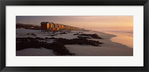 Framed Changing room huts on the beach, Muizenberg Beach, False Bay, Cape Town, Western Cape Province, Republic of South Africa Print