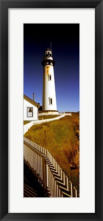 Framed Lighthouse on a cliff, Pigeon Point Lighthouse, California, USA Print