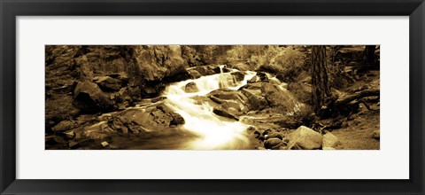 Framed Stream flowing through rocks, Lee Vining Creek, Lee Vining, Mono County, California, USA Print