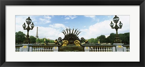 Framed Bridge with a tower in the background, Pont Alexandre III, Eiffel Tower, Paris, Ile-de-France, France Print