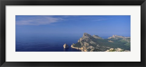 Framed High angle view of an island in the sea, Cap De Formentor, Majorca, Balearic Islands, Spain Print