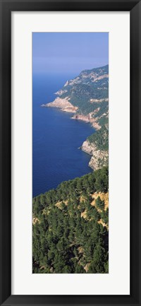 Framed High angle view of a coastline, Mirador De Ricardo Roca, Serra De Tramuntana, Majorca, Balearic Islands, Spain Print