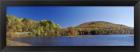 Framed Lake in front of mountains, Arrowhead Mountain Lake, Chittenden County, Vermont, USA Print