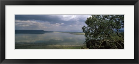 Framed Reflection of clouds in water, Lake Nakuru, Great Rift Valley, Lake Nakuru National Park, Kenya Print