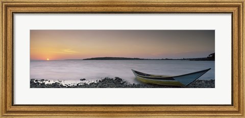 Framed Boat at the lakeside, Lake Victoria, Great Rift Valley, Kenya Print