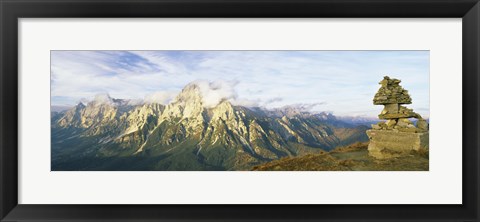 Framed Stone Structure with a mountain range in the background, Mt Antelao, Dolomites, Cadore, Province of Belluno, Veneto, Italy Print