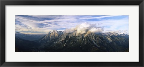 Framed Clouds over a mountain range, view from Mt Rite, Dolomites, Cadore, Province of Belluno, Veneto, Italy Print