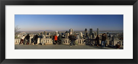 Framed Tourists at an observation point, Chalet du Mont-Royal, Mt Royal, Kondiaronk Belvedere, Montreal, Quebec, Canada Print