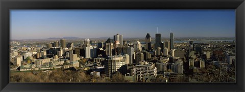 Framed Aerial view of skyscrapers in a city from Chalet du Mont-Royal, Mt Royal, Kondiaronk Belvedere, Montreal, Quebec, Canada Print