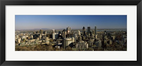 Framed Aerial view of skyscrapers in a city from Chalet du Mont-Royal, Mt Royal, Kondiaronk Belvedere, Montreal, Quebec, Canada Print