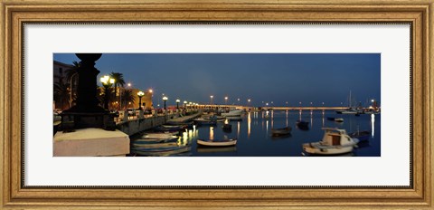 Framed Boats at a harbor, Bari, Itria Valley, Puglia, Italy Print