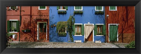 Framed Facade of houses, Burano, Veneto, Italy Print