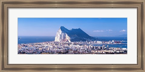 Framed City with a cliff in the background, Rock Of Gibraltar, Gibraltar, Spain Print