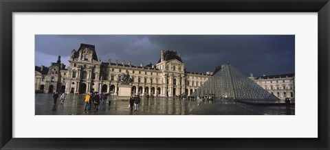 Framed Louvre Museum on a rainy day, Paris, France Print