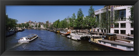 Framed Opera house at the waterfront, Amstel River, Stopera, Amsterdam, Netherlands Print