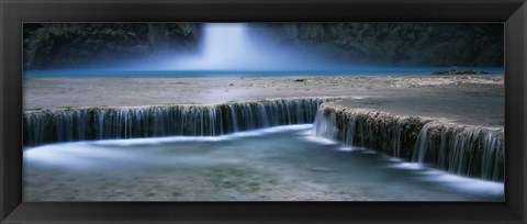 Framed Waterfall in a forest, Mooney Falls, Havasu Canyon, Havasupai Indian Reservation, Grand Canyon National Park, Arizona, USA Print