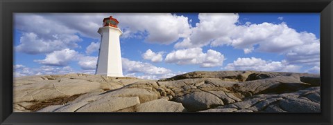 Framed Low Angle View Of A Lighthouse, Peggy&#39;s Cove, Nova Scotia, Canada Print