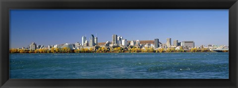 Framed View of Montreal Skyline and the Saint Lawrence River with Mount Royal in the background, Montreal, Quebec, Canada Print