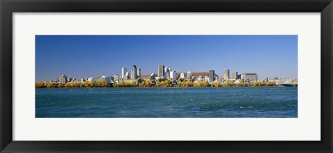 Framed View of Montreal Skyline and the Saint Lawrence River with Mount Royal in the background, Montreal, Quebec, Canada Print