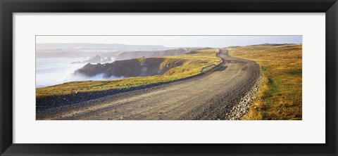 Framed Dirt road passing through a landscape, Cape Bonavista, Newfoundland, Newfoundland and Labrador, Canada Print