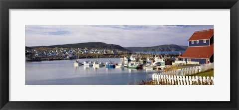 Framed Boats in a harbor, Bonavista Harbour, Newfoundland, Newfoundland And Labrador, Canada Print