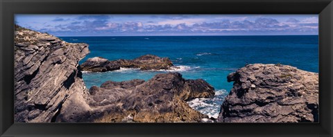 Framed Rock formations on the coast, Bermuda Print