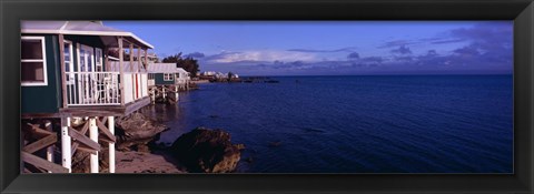 Framed Cabanas on the beach, Bermuda Print